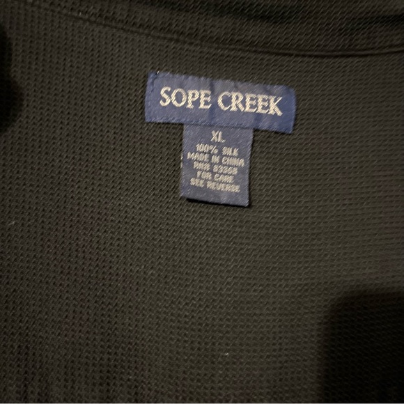 Black 100% Silk Sope Creek Button Down Long Sleeve Business / Suit Shirt,Size XL - Picture 2 of 4